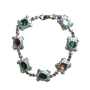 Bracelet Turtle Multicolor Stone Silvertone Fashion Jewelry Novelty